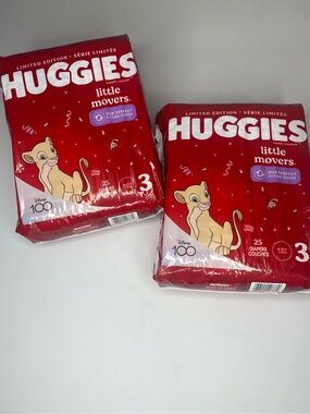 Huggies Little Movers Diapers Size 3 - Red Lion Design (2 Packs) 2 Pack Bundle